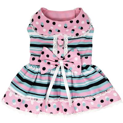 Dots & Stripes Harness Dress with Matching Leash