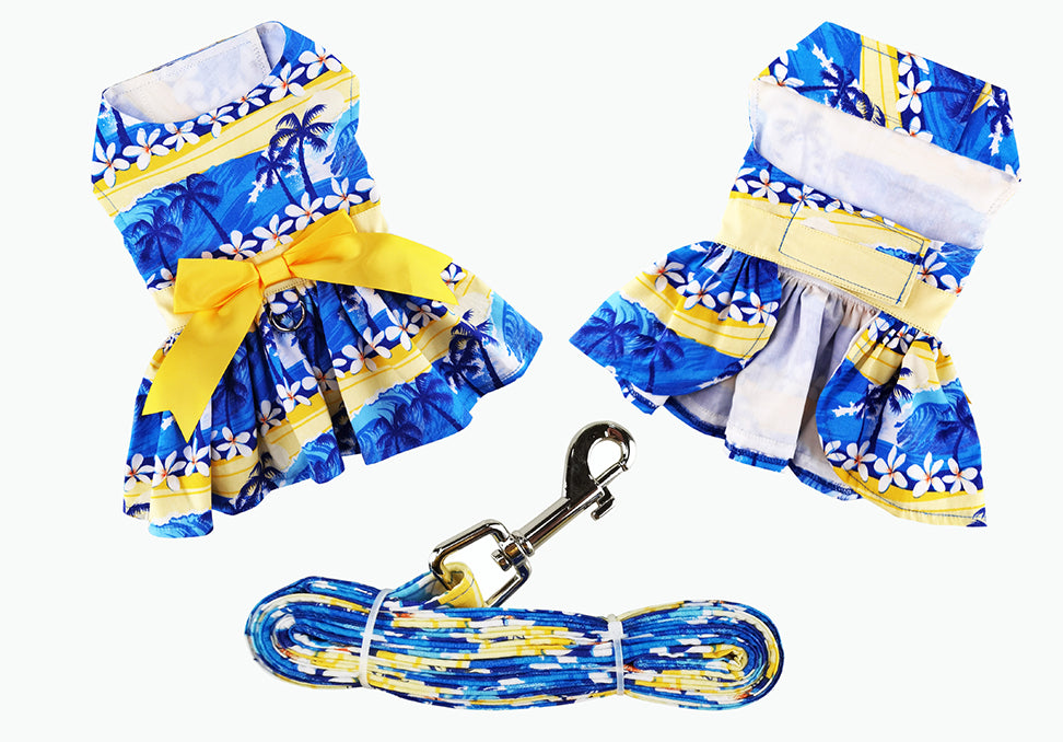 Catching Waves Dog Dress with Matching Leash and D Ring