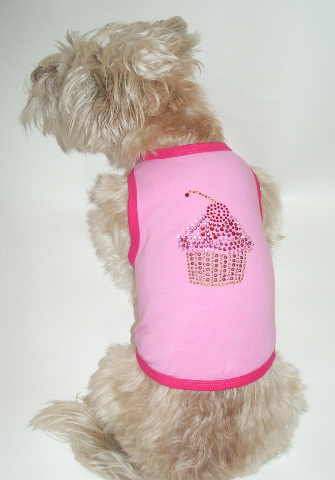 Pink/Fuchsia Bedazzled Cupcake Dog/Cat Tank Top