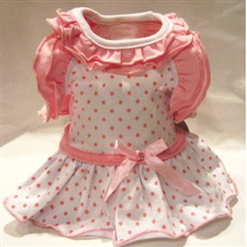 Ruffled Pink Polka Dot Dog Dress
