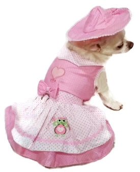 Happy Turtle Pink Dog Dress, 4 Piece Set